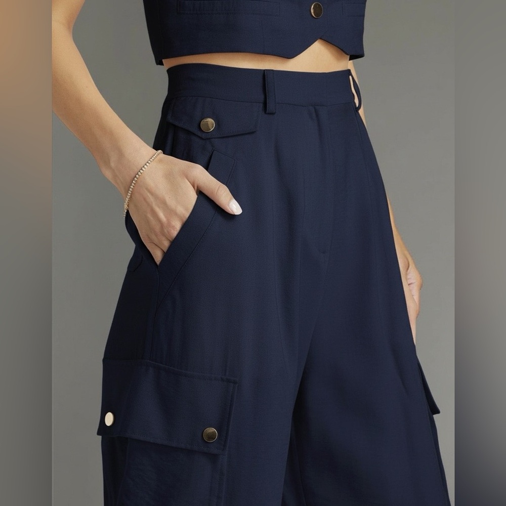 NWT Ramy Brook Emil SNavy Cargo Wide-Leg Pant Sz 4 Cosette Vest Top Sz Small - Picture 10 of 14